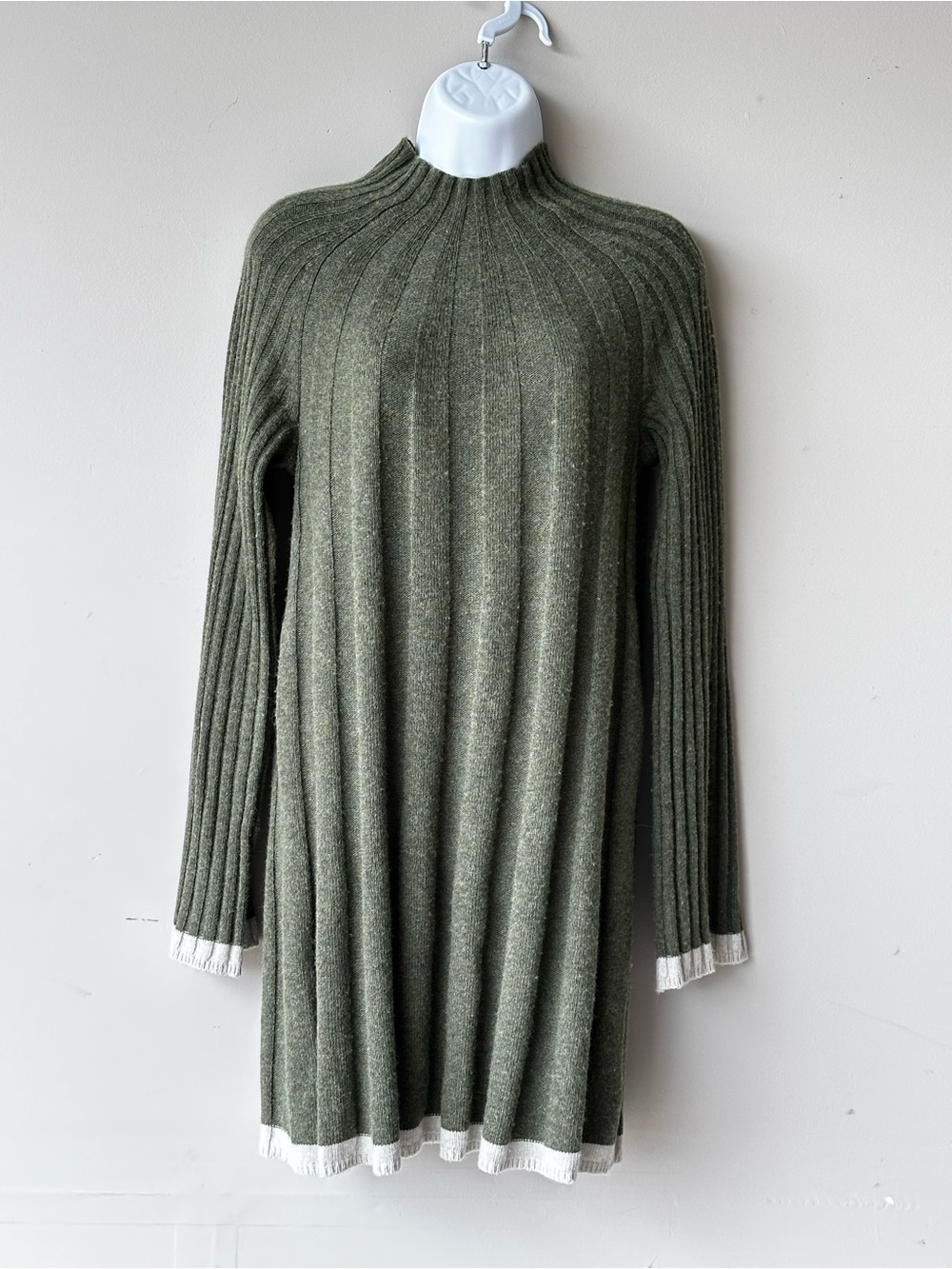 Anthropologie Arsenau Olive Green Ribbed Mock-Neck Sweater Dress - Picture 9 of 9